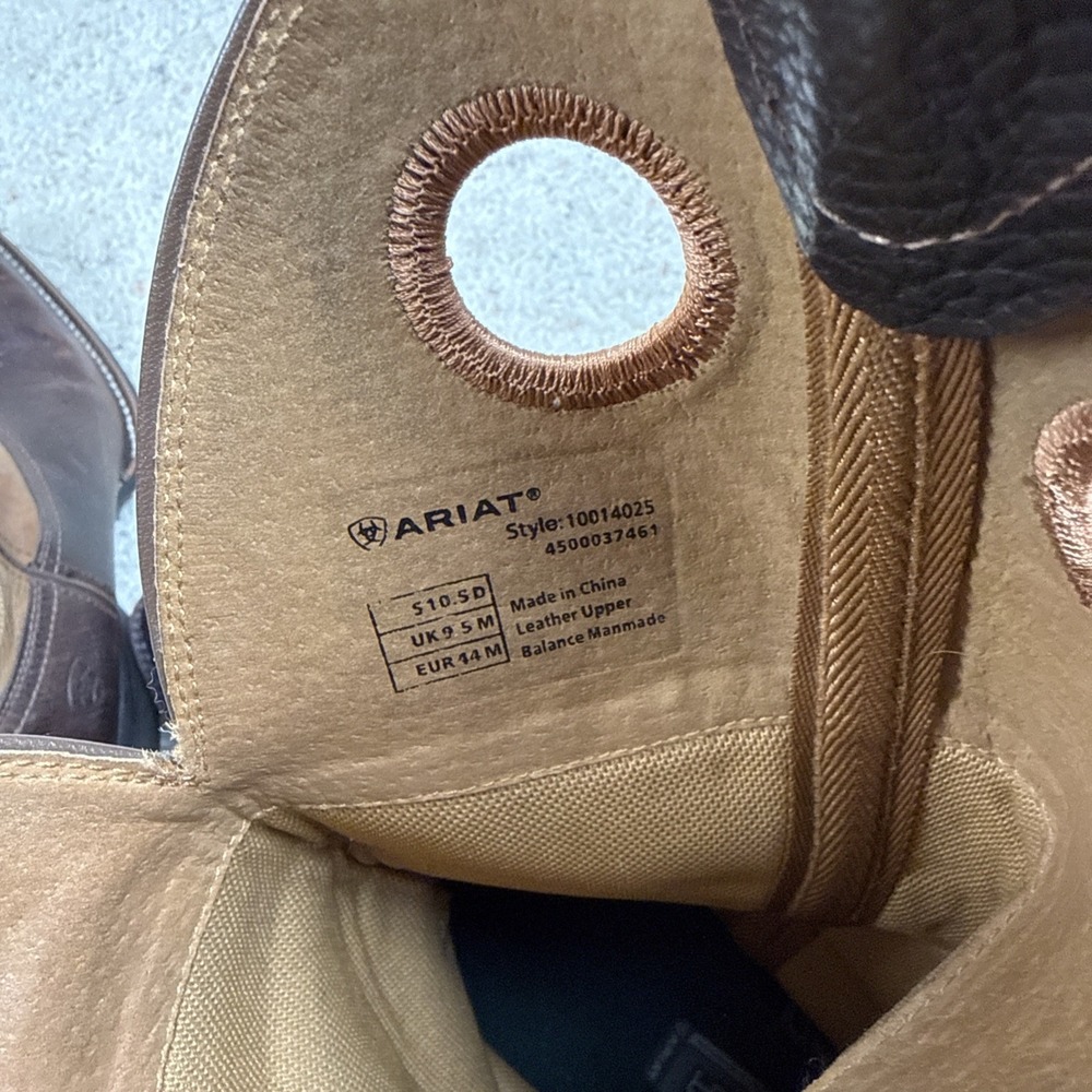 Ariat Cowboy Boots Brown Leather Square Toe Mens 10.5 D Style 10014025 EUC - Picture 9 of 9